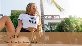  Presentation with woman rights - Slides having female-power-latin-woman-standing background and a coral colored foreground