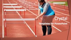  Presentation with freedome race - Theme consisting of female preparing for hurdle race background and a coral colored foreground
