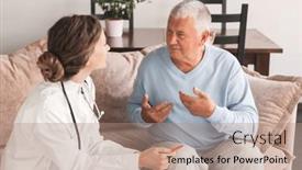  Presentation with medical clipboard - Presentation theme with female-professional-doctor-showing-medical background and a coral colored foreground