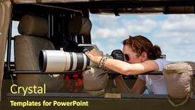  Presentation with safari - Slide deck enhanced with female-professional-photographer-on-safari background and a tawny brown colored foreground