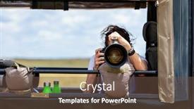  Presentation with safari - Presentation design having female-professional-photographer-on-safari background and a tawny brown colored foreground