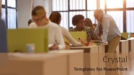  Presentation with professor - Presentation having female-professor-checking-student-work background and a coral colored foreground