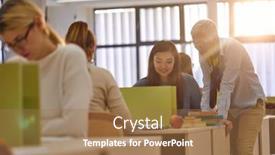  Presentation with professor - PPT theme featuring female-professor-correcting-students background and a coral colored foreground