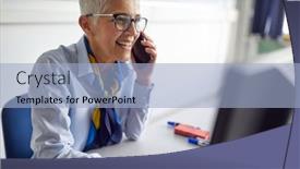  Presentation with female security officer - Presentation enhanced with female-professor-enjoying-smartphone-call background and a light blue colored foreground