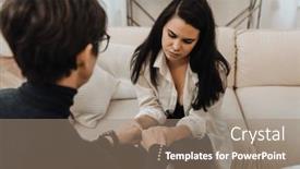  Presentation with upset - Presentation theme having female-psychologist-calming-young-upset background and a coral colored foreground