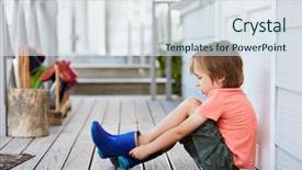  Presentation with montessori - PPT layouts with female pupil at montessori school background and a sky blue colored foreground