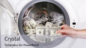  Presentation with laundry - Colorful presentation theme enhanced with female putting money into washing backdrop and a light gray colored foreground
