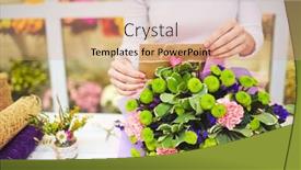  Presentation with envelope - Beautiful presentation theme featuring female putting small envelope in floral bouquet backdrop and a coral colored foreground