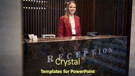  Presentation with tourism business - PPT layouts consisting of female-receptionist-waiting background and a wine colored foreground