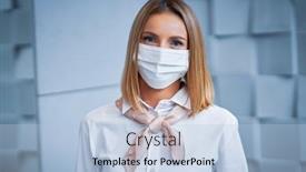  Presentation with receptionist - Slides enhanced with female-receptionist-wearing-face-mask background and a light blue colored foreground