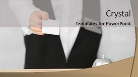  Presentation with hotel key - Amazing theme having female receptionist with key card backdrop and a  colored foreground