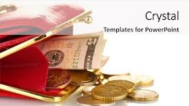  Presentation with red white blue patriotic - Colorful presentation design enhanced with female red wallet with money backdrop and a white colored foreground