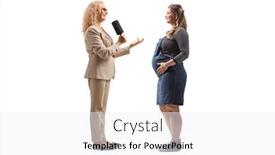  Presentation with pregnant woman - Presentation theme featuring female-reporter-interviewing-a-pregnant background and a white colored foreground