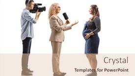  Presentation with pregnant woman - Presentation having female-reporter-interviewing-a-pregnant background and a lemonade colored foreground