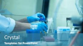  Presentation with research - PPT layouts with female-researcher-carrying-out-research background and a teal colored foreground