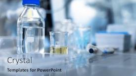  Presentation with chemistry - Presentation design featuring female-researcher-carrying-out-research background and a light blue colored foreground