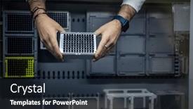  Presentation with chemistry - Presentation design having female-researcher-carrying-out-research background and a tawny brown colored foreground