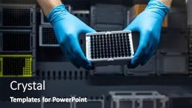  Presentation with chemistry - Slide deck enhanced with female-researcher-carrying-out-research background and a tawny brown colored foreground