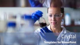  Presentation with scientific research - Cool new theme with female-researcher-carrying-out-scientific backdrop and a ocean colored foreground
