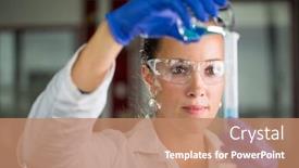  Presentation with scientific research - PPT layouts enhanced with female-researcher-carrying-out-scientific background and a coral colored foreground