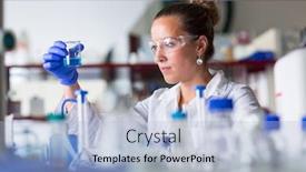  Presentation with scientific research - Slides consisting of female-researcher-carrying-out-scientific background and a light blue colored foreground