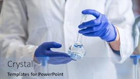  Presentation with scientific research - PPT theme with female-researcher-carrying-out-scientific background and a light blue colored foreground