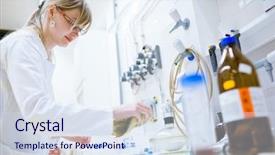  Presentation with hospital cleaning - Beautiful presentation theme featuring female researcher cleaning backdrop and a sky blue colored foreground