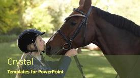  Presentation with rider - PPT theme with female rider kissing horse outdoor background and a tawny brown colored foreground