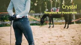  Presentation with horse riding - Amazing PPT theme having female rider trains her horse backdrop and a  colored foreground