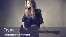 Presentation with rock star - PPT layouts having female rock star playing background and a tawny brown colored foreground