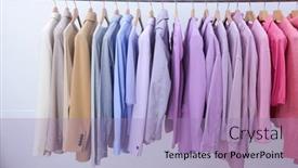  Presentation with formal jacket - Colorful presentation enhanced with female-row-of-formal-business backdrop and a coral colored foreground