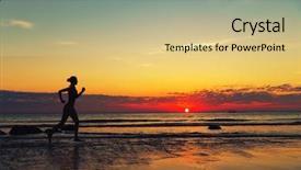  Presentation with coast - Beautiful PPT layouts featuring female runing along the sea backdrop and a soft green colored foreground