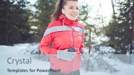  Presentation with runner - Presentation theme enhanced with runner jogging in cold winter background and a sky blue colored foreground