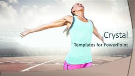  Presentation with runner - Audience pleasing presentation theme consisting of female runner on track backdrop and a  colored foreground