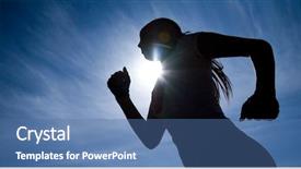  Presentation with sky sun - Beautiful presentation theme featuring female runner silhouette backdrop and a ocean colored foreground
