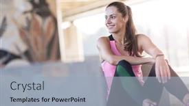  Presentation with runner - Cool new slide set with female runner smiling during urban workout backdrop and a light blue colored foreground