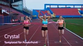  Presentation with runners - Amazing presentation design having female runners finishing athletic race backdrop and a tawny brown colored foreground