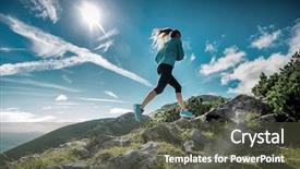  Presentation with running mountains - Audience pleasing presentation consisting of female running in mountains backdrop and a dark gray colored foreground
