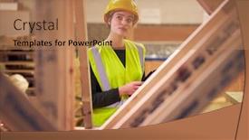  Presentation with inspector - Theme featuring female-safety-inspector-with-digital background and a coral colored foreground