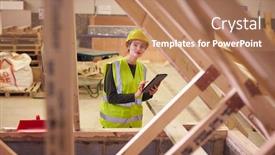  Presentation with inspector - Presentation having female-safety-inspector-with-digital background and a coral colored foreground