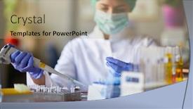  Presentation with corona virus - Amazing PPT theme having female-scientict-making-research backdrop and a coral colored foreground