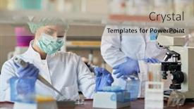  Presentation with corona - Beautiful theme featuring female-scientict-making-research backdrop and a mint green colored foreground