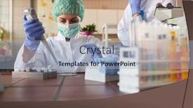  Presentation with corona - Colorful slide deck enhanced with female-scientict-making-research backdrop and a light blue colored foreground