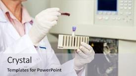  Presentation with blood coagulation - Theme featuring female scientist analyzing blood background and a lemonade colored foreground