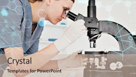  Presentation with medical science futuristic technology abstract - Amazing slide set having female scientist conducting an experiment backdrop and a soft green colored foreground