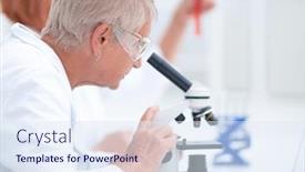  Presentation with research - Cool new theme with female-scientist-conducts-research backdrop and a sky blue colored foreground