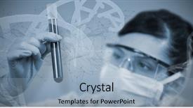  Presentation with tea leaves test tube - Theme consisting of test tube against red spiral background and a light blue colored foreground