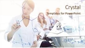  Presentation with female - PPT theme enhanced with female scientist makes a rep background and a cream colored foreground