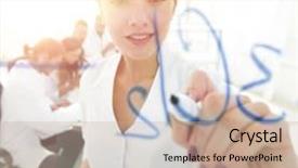  Presentation with female - Audience pleasing presentation design consisting of female scientist makes a rep backdrop and a coral colored foreground