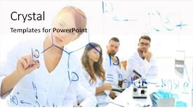  Presentation with female - Amazing PPT theme having female scientist makes a rep backdrop and a sky blue colored foreground